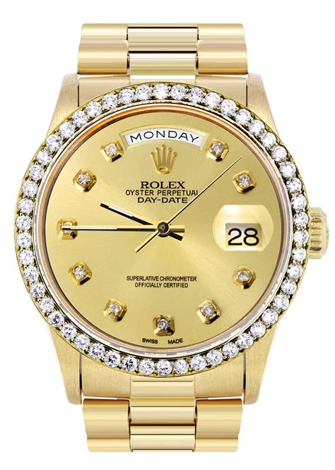 replica rolex day date yellow gold president|18k presidential rolex diamond bezel.